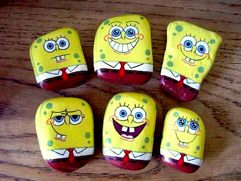 5-spongebob-painted-rocks Spongebob Squarepants Craft Activities