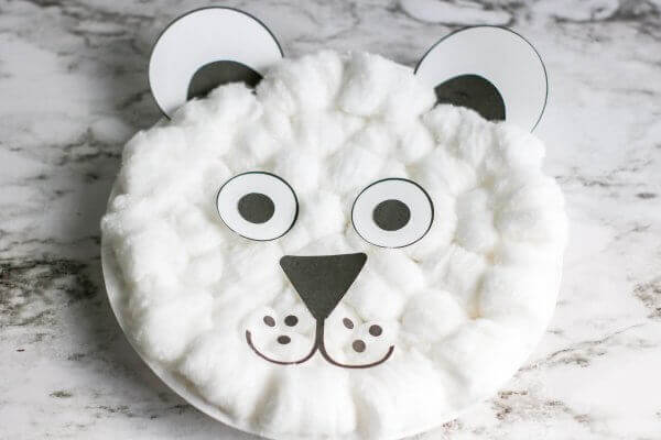 Adorable Cotton balls Polar Bear Craft For Kids