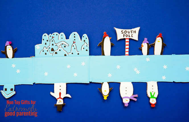 Box Upcycling Into The South Pole Mini World Craft Idea For Kids Upcycled Winter Crafts