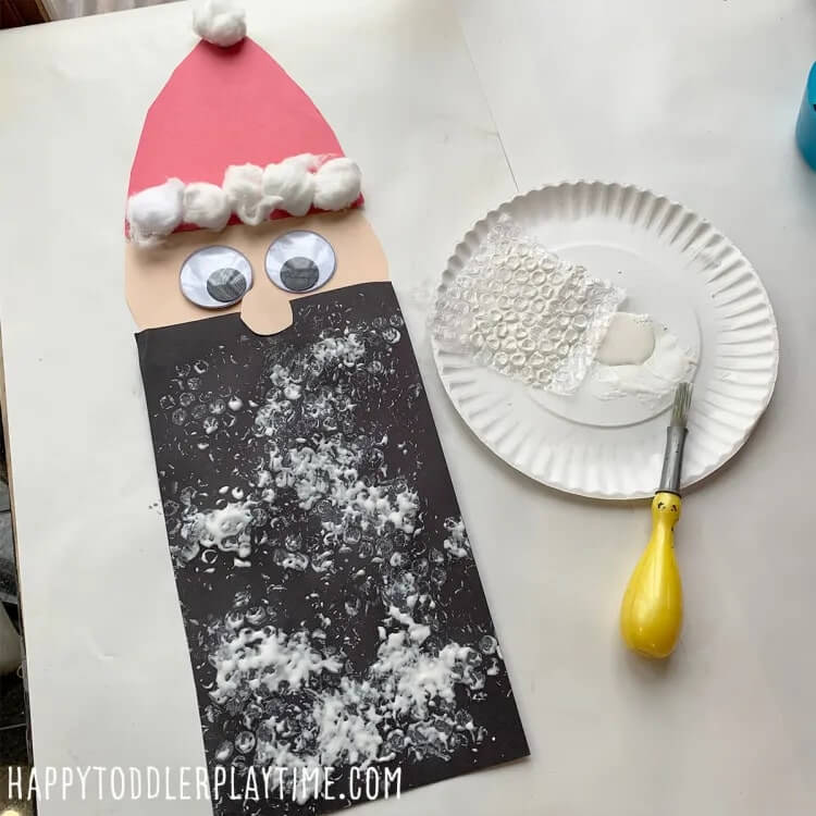Cute Santa Bubble Wrap Painting Craft For Kids Bubble Wrap Crafts & Activities for Christmas