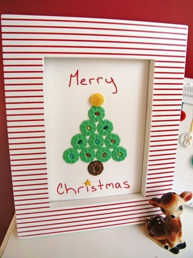DIY X-mass Tree & Ornaments Decoration Craft With Buttons