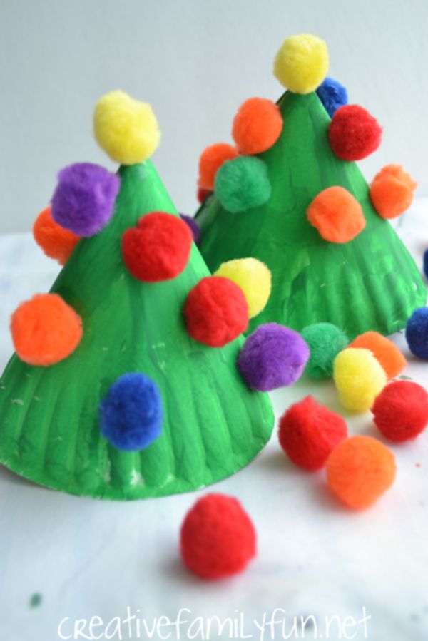 DIY Christmas Crafts for Kids Fluffy Christmas cones
