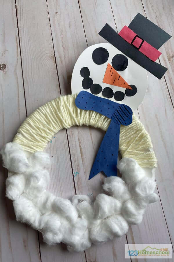 Easy-To-Make Paper Plate Snowman Craft With Cotton Balls