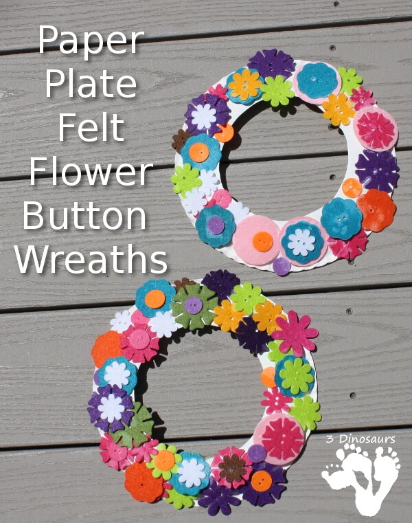 Felt & DIY Flower Button Wreaths Craft Activity For Christmas Using Paper PlateButton crafts with paper plate