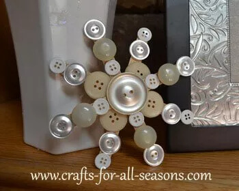 Let's Make Snowflake Ornament With Buttons & Popsicle Sticks