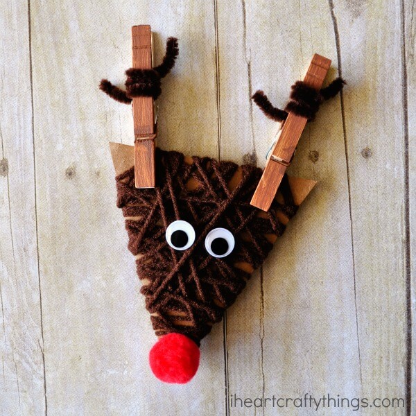 Quick And Easy Clothespin And Yarn Reindeer Craft For Kids