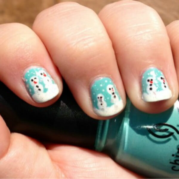 Snowman nail art