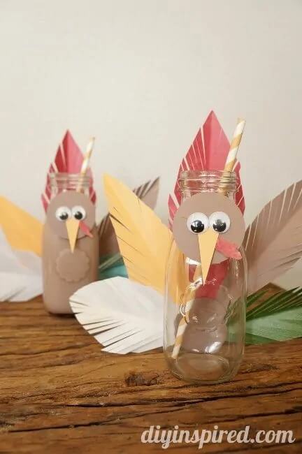 Upcycled Glass Milk Bottles Turkey Craft Idea Milk Carton Animal Crafts